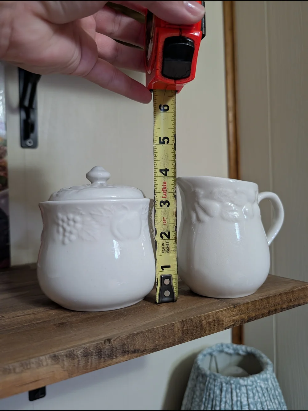 White Ceramic Sugar Bowl and Creamer Set